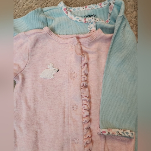 Carter's Girls 6mo Cotton Sleepers With Snaps Set Of 2 - Picture 2 of 6